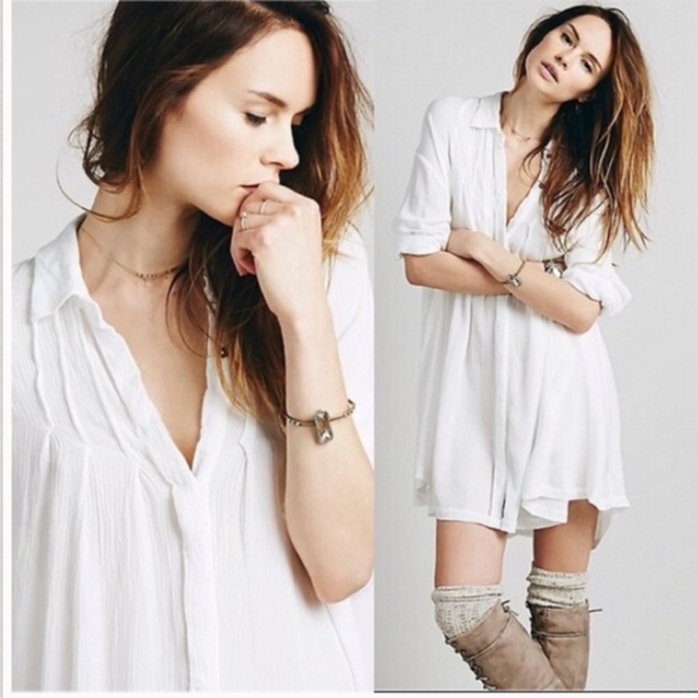 NWT Free People Spin Me Shirt Dress, Sz XS